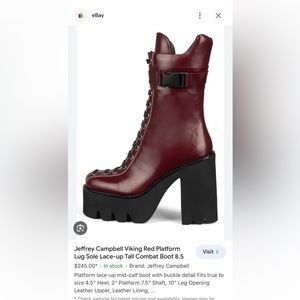 Jeffery Campbell Viking red platform boots combat boot